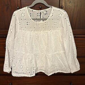 J. Crew white eyelet top size L large